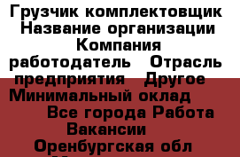 Грузчик-комплектовщик › Название организации ­ Компания-работодатель › Отрасль предприятия ­ Другое › Минимальный оклад ­ 20 000 - Все города Работа » Вакансии   . Оренбургская обл.,Медногорск г.